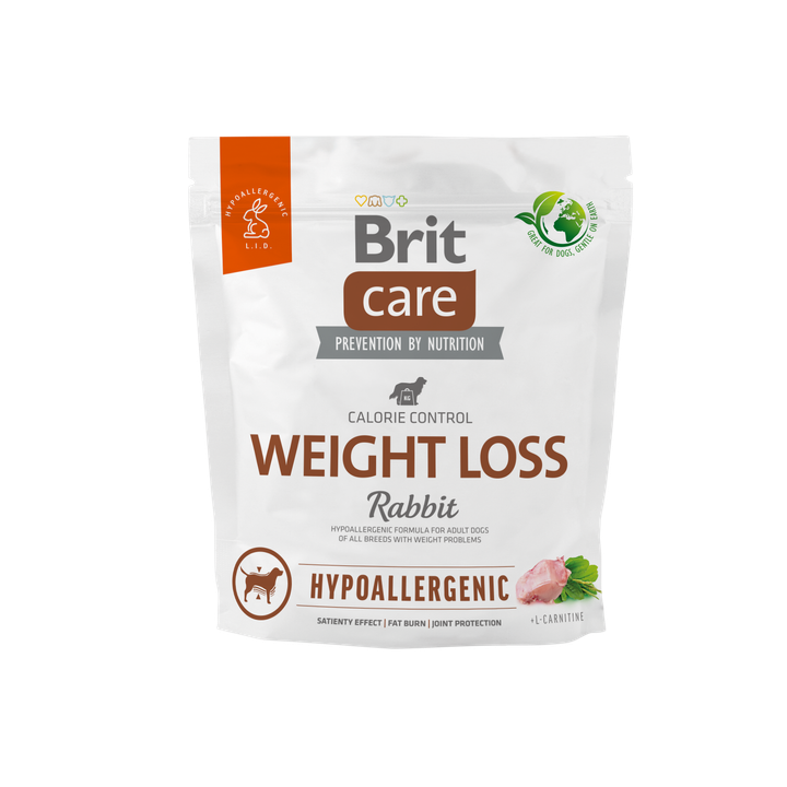 Brit Care Dog Hypoallergenic Weight Loss - хипоалергенна храна за кучета с проблеми с теглото със заешко и ориз