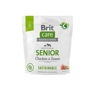 Brit Care Dog Sustainable Senior - пълноценна храна за застаряващи кучета с пилешко месо и насекоми 12 кг