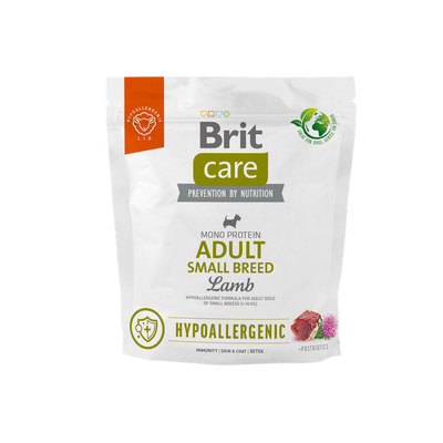 Brit Care Dog Hypoallergenic Adult Small Breed - хипоалергенна храна за възрастни кучета от малки породи с агнешко месо и ориз