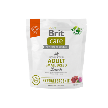 Brit Care Dog Hypoallergenic Adult Small Breed - хипоалергенна храна за възрастни кучета от малки породи с агнешко месо и ориз