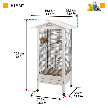 Ferplast - Hemmy - волиера за малки птички с пълно оборудване 84.5 / 65.5 / 165 см.