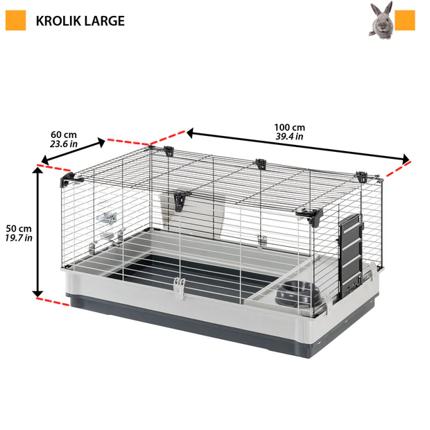 Ferplast Krolik Large - клетка с пълно оборудване за мини зайчета 100 / 60 / 50 см