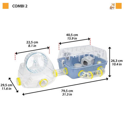 Ferplast - Combi 2 - Equipped Hamster Cage 79.5 / 29.5 / 26.5 cm.