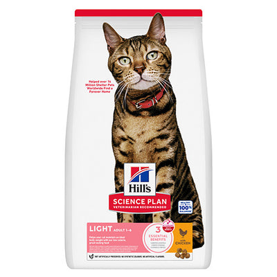 Hills Science Plan Light Adult - с пилешко месо, за котки над 1 година, склонни към натрупване на наднормено тегло