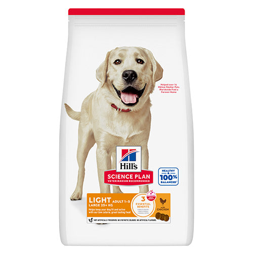 Hills Science Plan Canine Adult Light Lаrge Breed - с пилешко, пълноценна суха храна за кучета от едри породи над 25кг, с понижени енергийни нужди, на възраст от 1 до 5 години 12+2 кг.