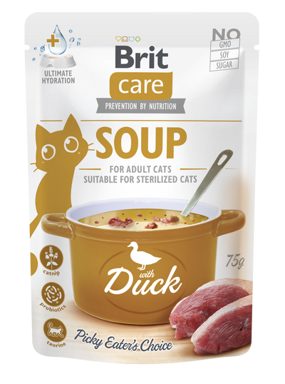 Brit Care Cat Soup with Duck – допълваща храна за котки с патешко месо 75 гр