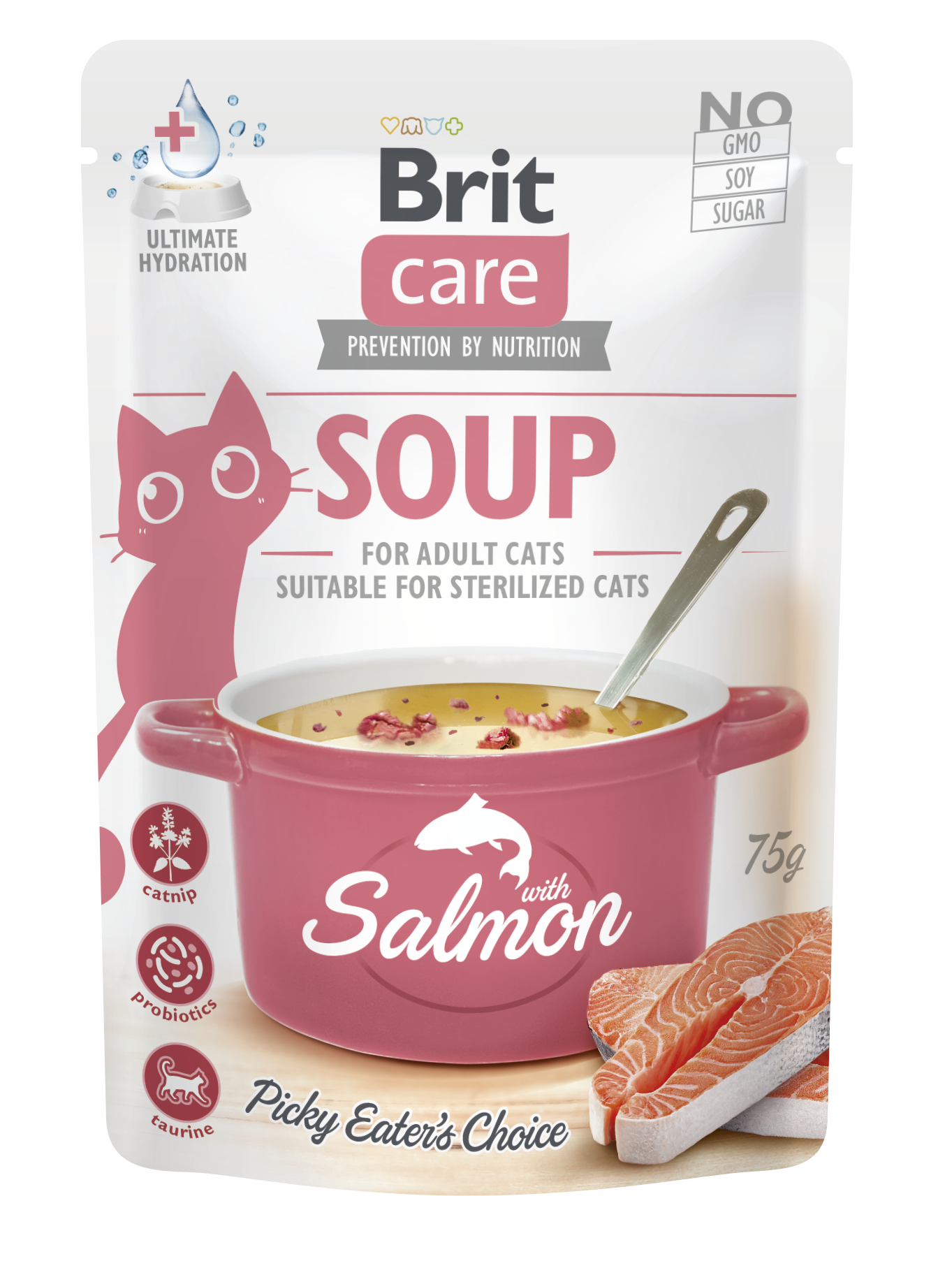 Brit Care Cat Soup with Salmon - допълваща храна за котки със сьомга 75 гр