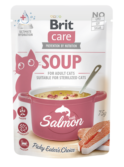Brit Care Cat Soup with Salmon - допълваща храна за котки със сьомга 75 гр