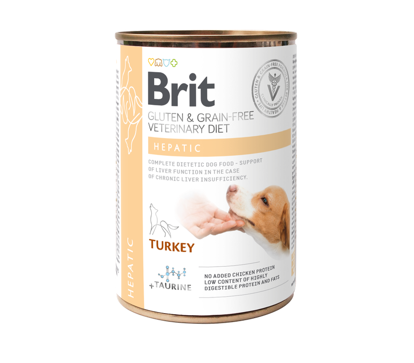 Brit GF Veterinary Diets Dog Hepatic - консерва за подпомагане на чернодробната функция 400 гр