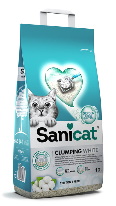 Sanicat Clumping White Cotton - бял бентонит с аромат на памук 20 литра