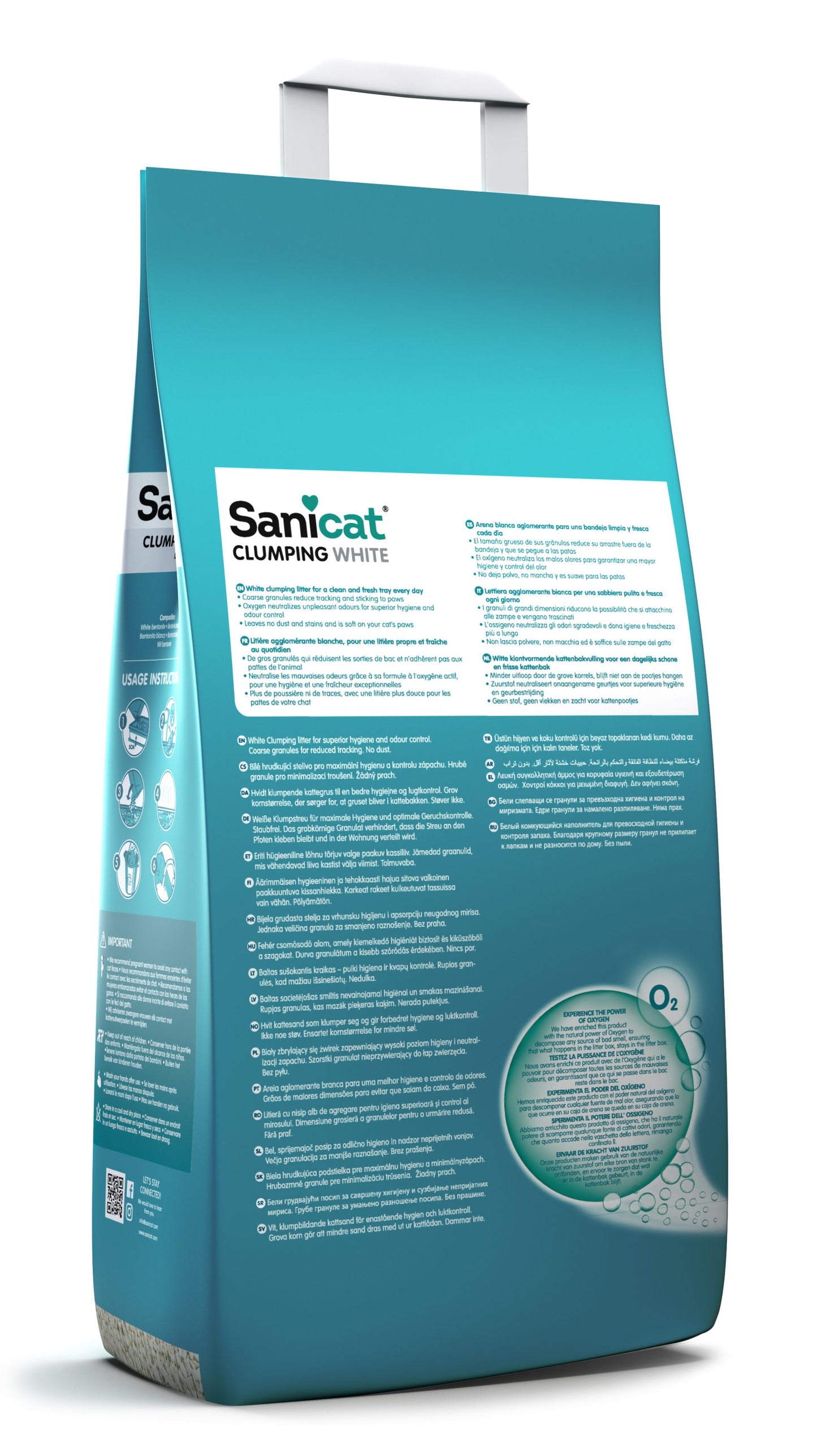 Sanicat Clumping White - чист и свеж бял натурален бентонит, обогатен с кислород 20 литра