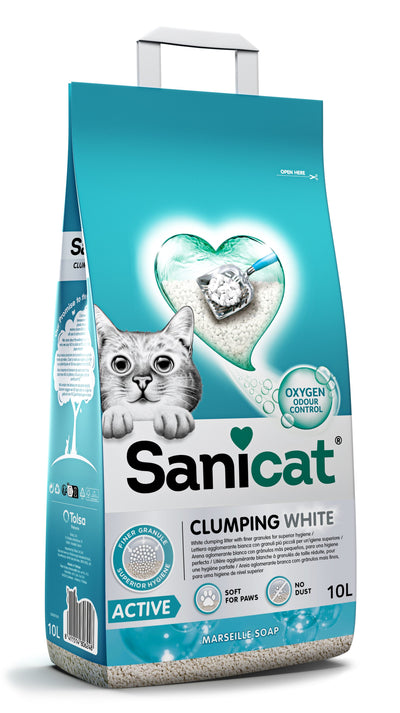 Sanicat Clumping White Active - бентонитова тоалетна с аромат 10 литра