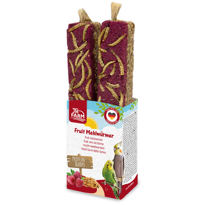 JR Farm Birds Protein Birdys Fruit Mealworms - протеиново лакомство с брашнени червеи за птици 150 г