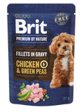 Brit Premium by Nature Dog Fillets in Gravy Chicken and Green Peas - пауч за кучета с пилешко месо и грах 85 гр