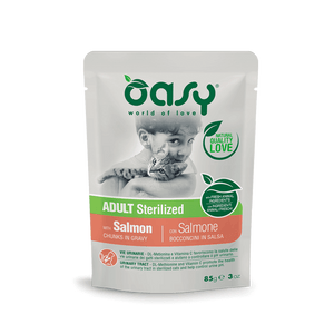 Oasy Chunks in Gravy Sterilised Salmon - пауч за стерилизирани котки със сьомга 85 гр.