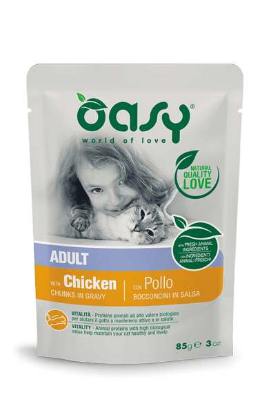 Oasy Chunks in Gravy Adult Chicken  - пауч за възрастни котки с пилешко месо 85 гр.