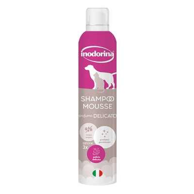 Inodorina Shampoo Mousse Talc Perfume - почистващ и дезодориращ мус за честа употреба без отмиване 300 мл.
