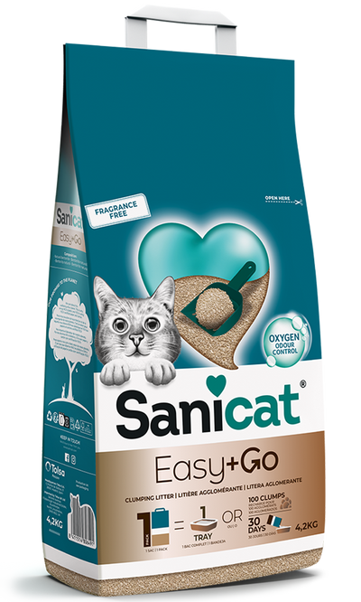 Sanicat Easy and Go Fragrance Free - бентонитова котешка тоалетна 4,2 кг