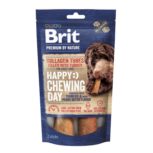 Brit Premium by Nature Collagen Chews Tubes filled with Turkey - лакомство за кучета с колаген 15 см / 20 мм, 2 бр