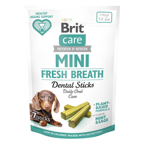 Brit Care Dog Mini Treats Fresh Breath - дентални лакомства с мента и градински чай 120 гр