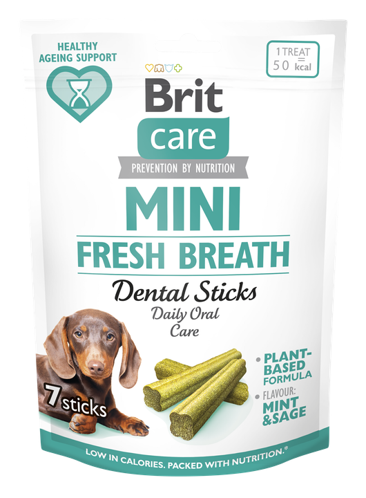 Brit Care Dog Mini Treats Fresh Breath - дентални лакомства с мента и градински чай 120 гр