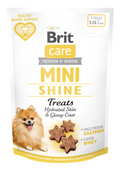 Brit Care Dog Mini Treats Shine - лакомство за кожа и козина със сьомга и суровватка 50 гр