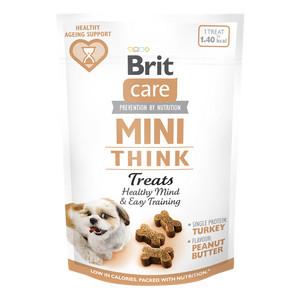 Brit Care Dog Mini Treats Think - лакомство подпомагащо обучението с пуешко и фъстъчено масло 50 гр