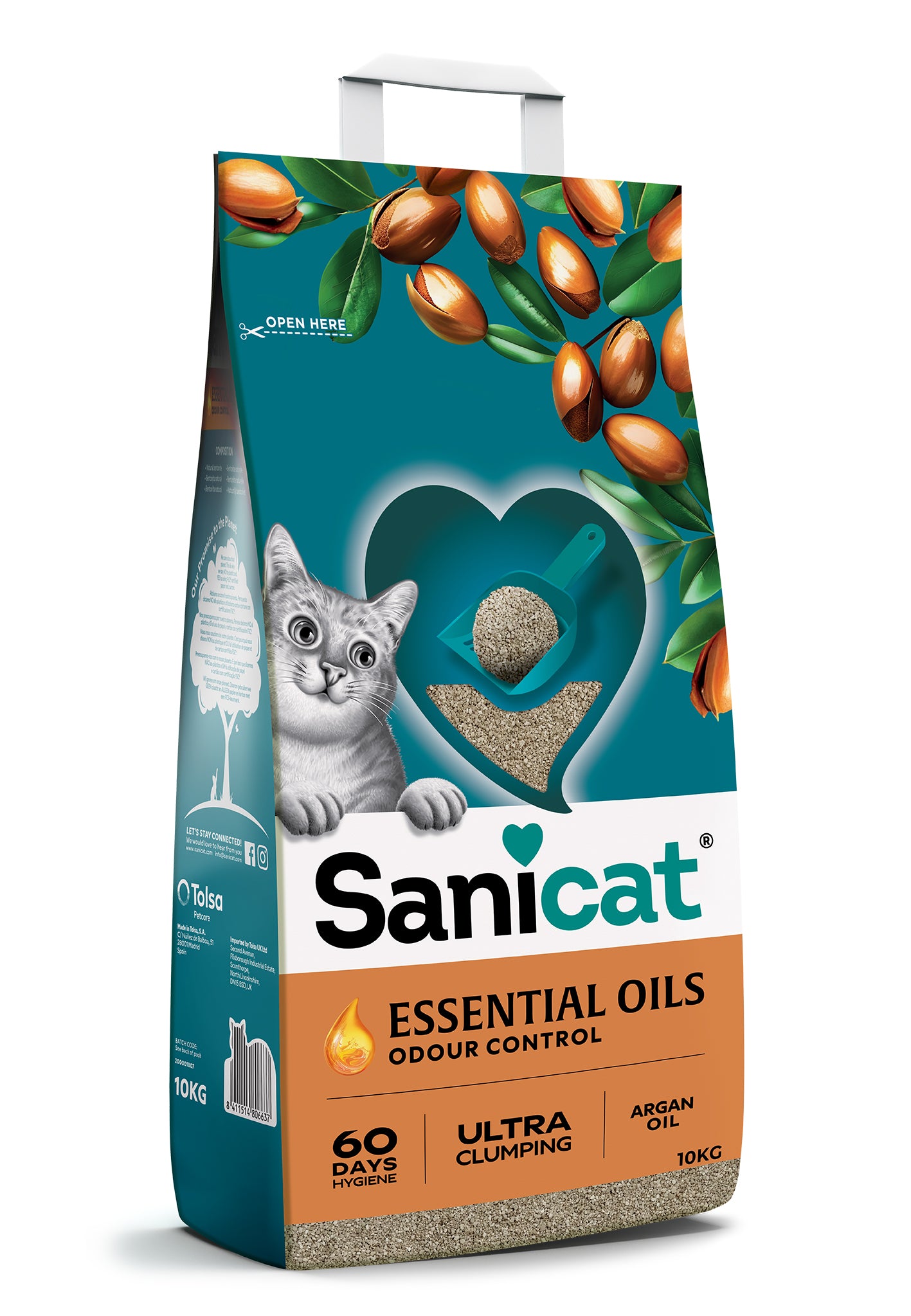 Sanicat Essential Oils Argan Oil - бентонитова котешка тоалетна с аромат на арганово масло 10 кг