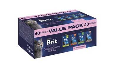 Brit Premium by Nature Cat Value Pack for Sterilised Cats - мултиопаковка паучове за кастрирани котки 40 х 100 гр