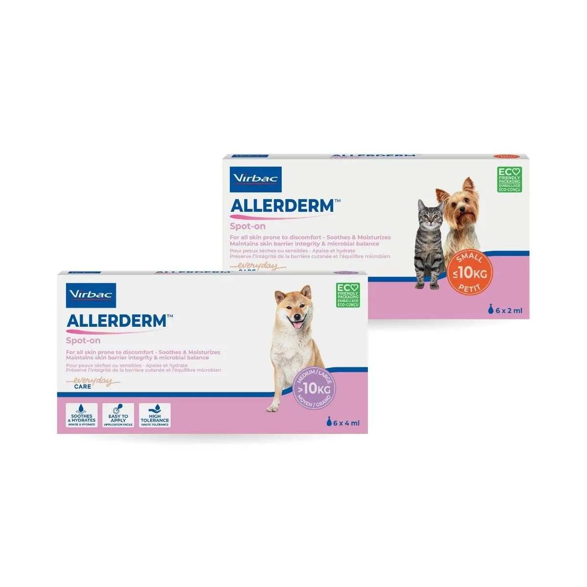 Virbac Allerderm Spot On - допълваща терапия при кожни заболявания за кучета до 10 кг, 6 пипети по 2 мл
