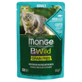 Monge BWILD Grain Free Adult с риба треска, скариди и зеленчуци – пауч с хапки в сос, без зърнени храни – за котки в зряла възраст 85 гр.
