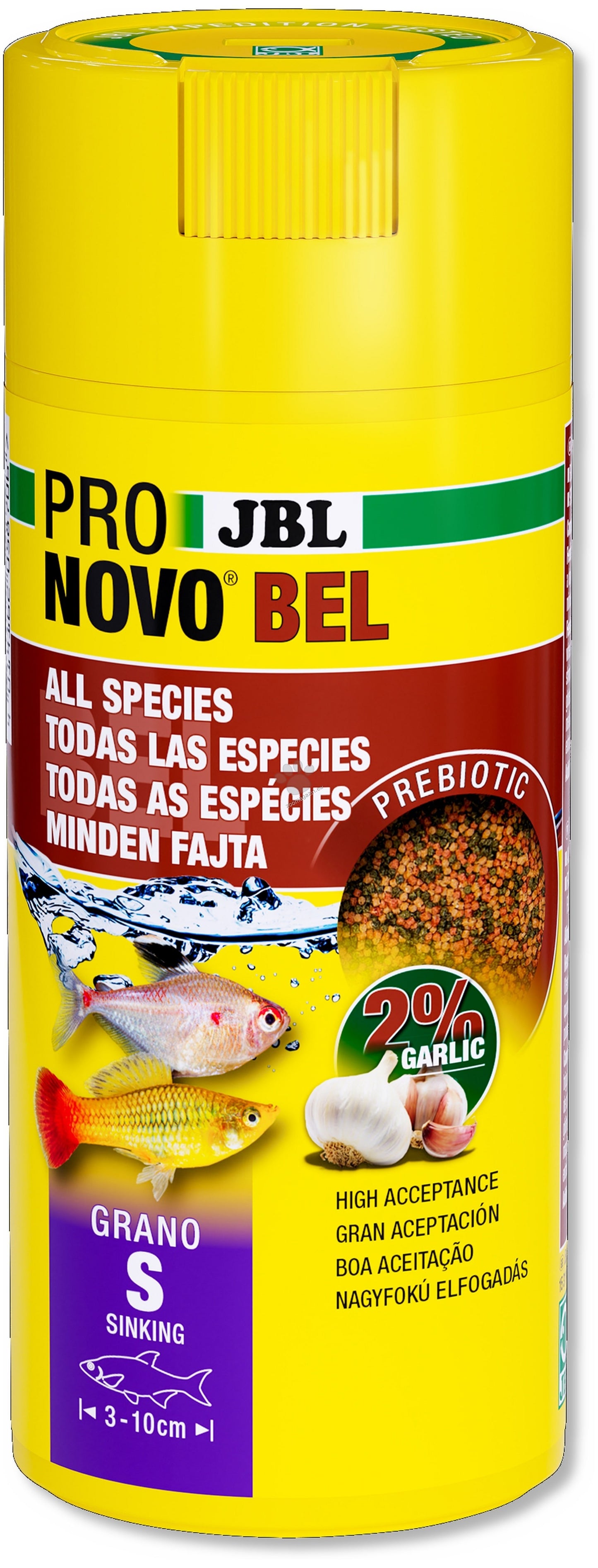 JBL ProNovo Bel Grano Click S - основна храна на гранули за всички аквариумни рибки 250 мл