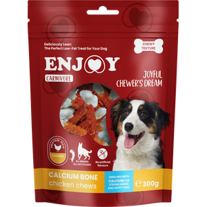 РАЗПРОДАЖБА Enjoy Carnivore Calcium Bone Chicken Chews - калциево кокалче с пилешко месо 300 гр