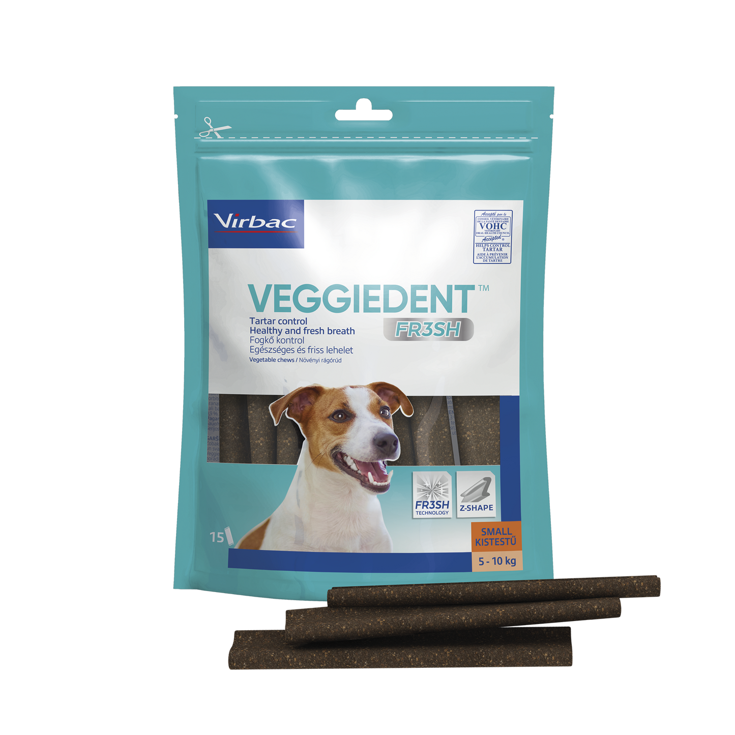 Virbac Veggiedent Fresh XS - дентални ламели за кучета до 5 кг, 15 броя
