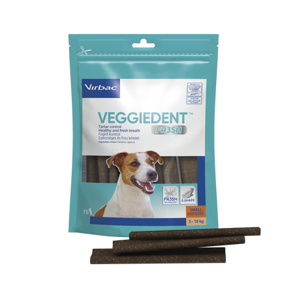 Virbac Veggiedent Fresh XS - дентални ламели за кучета до 5 кг, 15 броя