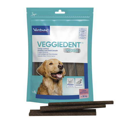 Virbac Veggiedent Fresh XS - дентални ламели за кучета до 5 кг, 15 броя