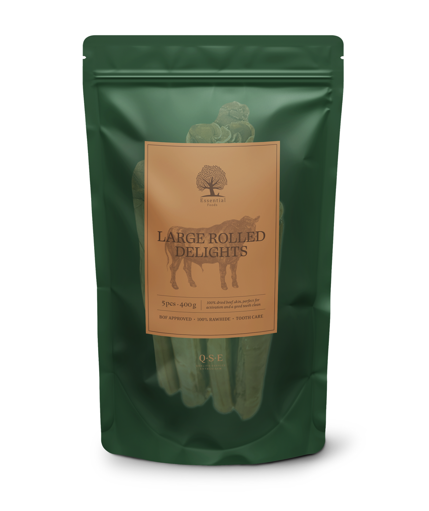 Essential Large Rolled Delights - пресована изсушена телешка кожа, 25.5 см/2 см, 400 гр.