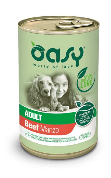Oasy Dog Pate Adult Beef - пълноценна храна за кучета в зряла възраст с говеждо месо 400 гр