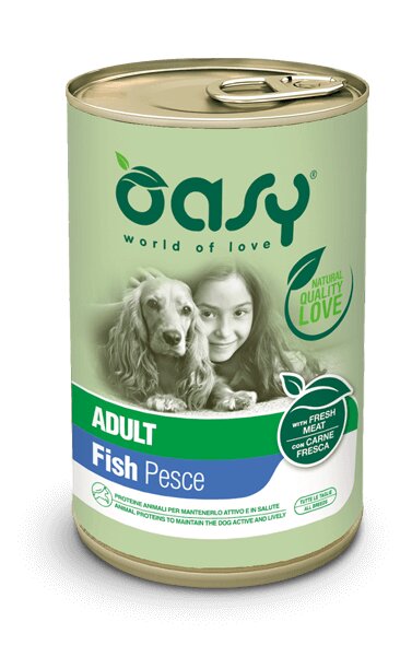 Oasy Dog Pate Adult With Fish - пълноценна храна за кучета в зряла възраст с риба 400 гр
