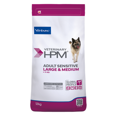 Virbac HPM Adult Sensitive Large and Medium Dog - суха храна за кучета с чувствителен стомах от средни и големи породи 12 кг