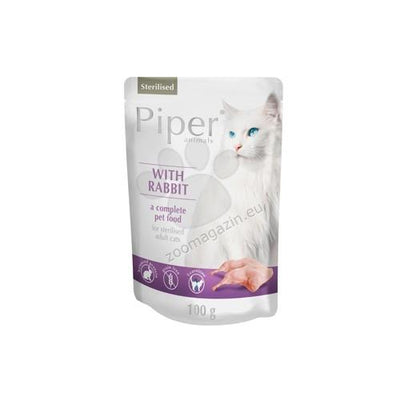 Piper Cat Sterilised - пауч за кастрирани котки със заешко месо, стек 10 х 100 гр