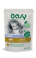 Oasy Chunks in Gravy Adult Pork - пауч за възрастни котки със свинско месо 85 гр.