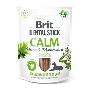 Brit Dental Stick Calm with Hemp and Motherwort - дентални лакомства с коноп и майчин лист 7 бр