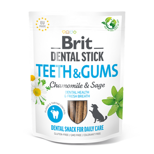 Brit Dental Stick Teeth and Gums with Chamomile and Sage - дентални лакомства с лайка и градински чай 7 бр