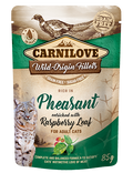 Carnilove cat pouch rich in Pheasant enriched with Raspberry Leaves - пауч за възрастни котки с фазан и малинови листа 85 гр