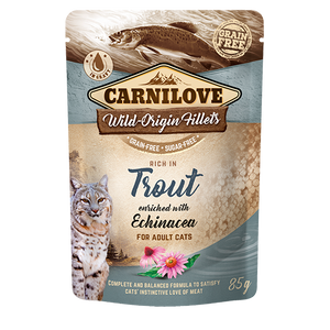 Carnilove cat pouch rich in Trout enriched with Echinacea - пауч за възрастни котки с пъстърва и ехинацея 85 гр