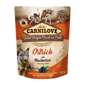 Carnilove Dog Pouch Pate Ostrich with Blackberries - пауч за кучета с щраус и къпини 300 гр