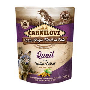 Carnilove Dog Pouch Pate Quail with Yellow Carrot - пауч за кучета с пъдпъдък и жълт морков 300 гр
