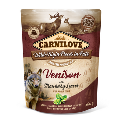Carnilove Dog Pouch Pate Venison with Strawberry Leaves - пауч за кучета с еленско месо и ягодови листа 300 гр