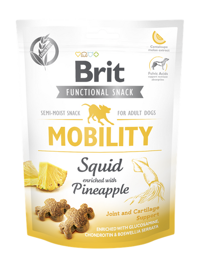 Brit Care Dog Functional Snack Mobility Squid - лакомство за стави и мобилност с калмари и ананас 150 гр